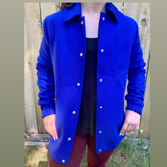 Tommy Hilfiger NWOT blue button up cinch coat sz 2 - Picture 2 of 11